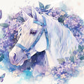 Horse and Floral Mural Wallpaper girl's bedroom Purple, Blue and White Horse Mural Wallpaper - room preview 02