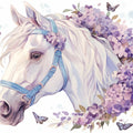 Horse and Floral Mural Wallpaper for a child's bedroom Purple, Blue and White Horse Mural Wallpaper - room preview 02