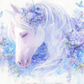 Horse and Floral Mural Wallpaper in playroom Purple, Blue and White Horse Mural Wallpaper - room preview 02