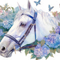 Horse and Floral Mural Wallpaper in Child's Room Purple, Blue and White Horse -4 Mural Wallpaper - room preview 02