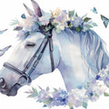 Horse and Butterfies Mural Wallpaper in Room Purple, Blue and White Horse Mural Wallpaper - room preview 02