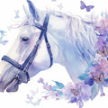 Horse and Floral with Butterflies Mural Wallpaper in Room Purple, Blue and White Horse Mural Wallpaper - room preview 02