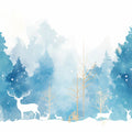 Winter Forest Mural Wallpaper in Meeting Room Blue and White Forest Mural Wallpaper - room preview 02