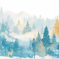 Winter Forest Mural Wallpaper in Commercial Space Blue and White Forest Mural Wallpaper - room preview 02