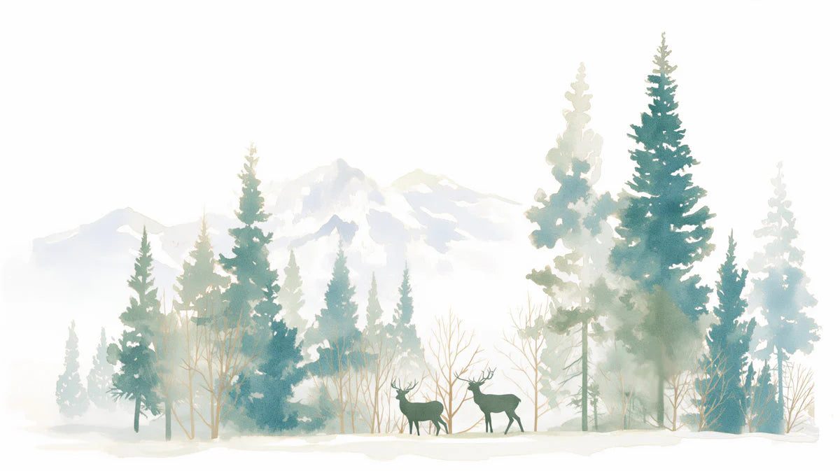 Winter Forest Mural Wallpaper in Dining Room Blue and White Forest -2 Mural Wallpaper - room preview 02