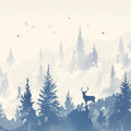 Winter Forest Mural Wallpaper in Dining Room Blue and White Forest -4 Mural Wallpaper - room preview 02