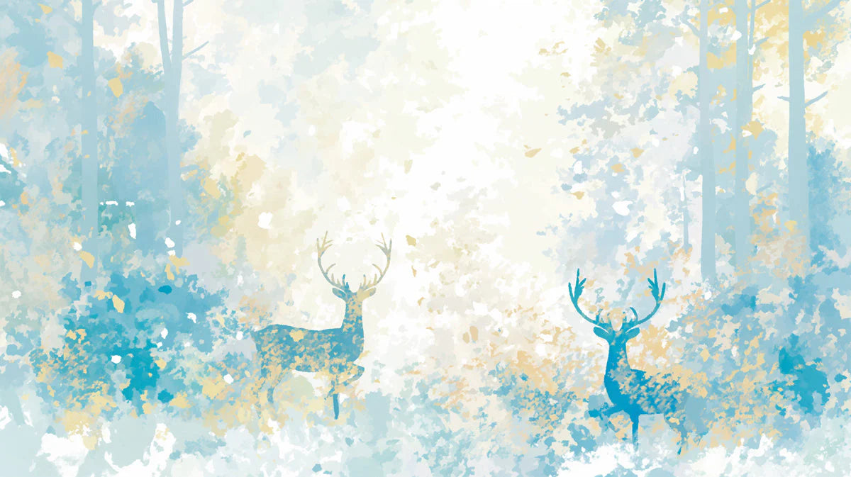 Winter Forest Mural Wallpaper in Dining Room Blue and White Forest -6 Mural Wallpaper - room preview 02