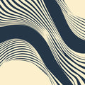 Navy and Beige Wave Mural Wallpaper in Cafe Navy Blue and Beige Lines Mural Wallpaper - room preview 02