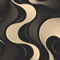 Golden Flow Dot Mural Wallpaper Retro Wave Pattern in Black and Gold Mural Wallpaper - room preview 02