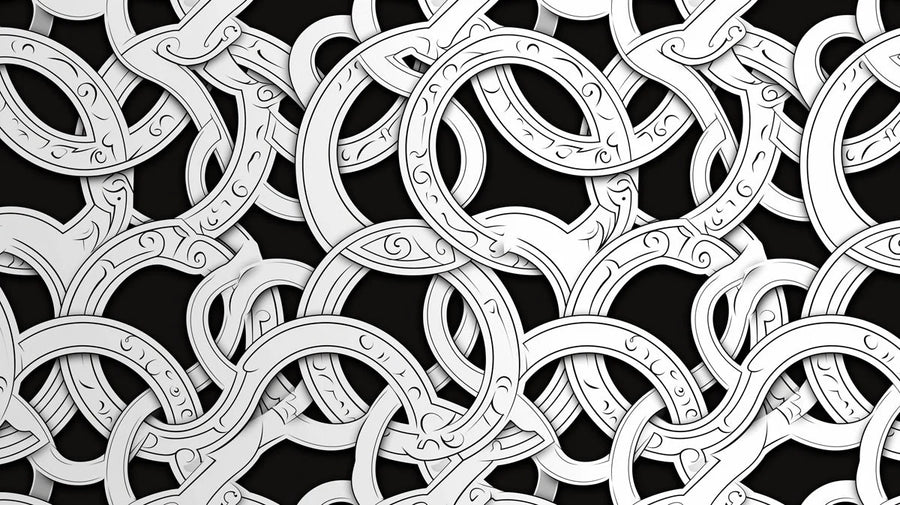 Papier peint mural Cercles abstraits pour café - Noir et blanc printable artwork