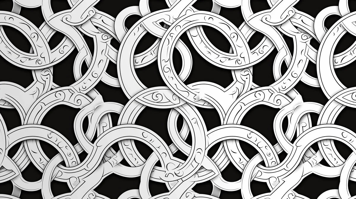 Abstract Circle Mural Wallpaper in Cafe Black and White Circles Mural Wallpaper - room preview 02