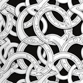 Abstract Circle Mural Wallpaper in Cafe Black and White Circles Mural Wallpaper - room preview 02