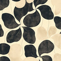 Black and Beige Leaf Mural Wallpaper in Cafe Black and Beige Leaves Mural Wallpaper - room preview 02