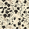 Black and Beige Leaf Mural Wallpaper in Cafe Black and Beige Leaves -3 Mural Wallpaper - room preview 02