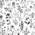 Black Floral Mural Wallpaper in Cafe Various Pastel Colors of Flowers Mural Wallpaper - room preview 02
