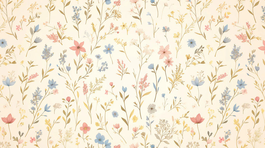 Floral Wallpaper Mural – Flower Wallpaper – Elegant Floral in Cafe Various Pastel Colors of Flowers printable artwork