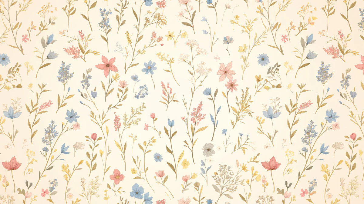 Elegant Floral Mural Wallpaper in Cafe Various Pastel Colors of Flowers Mural Wallpaper - room preview 02