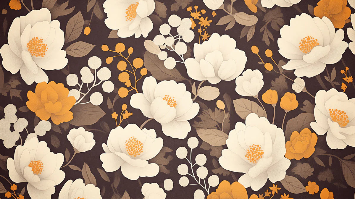 Bright Floral Mural Wallpaper in Child's Room Various Colors (Yellow, Blue, Orange, etc.) Flowers -2 Mural Wallpaper - room preview 02