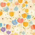 Bright Floral Mural Wallpaper in Child's Room Various Colors (Yellow, Blue, Orange, etc.) Flowers -3 Mural Wallpaper - room preview 02