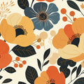 Bright Floral Mural Wallpaper in Child's Room Various Colors (Yellow, Blue, Orange, etc.) Flowers -5 Mural Wallpaper - room preview 02