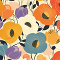Bright Floral Mural Wallpaper in Child's Room Various Colors (Yellow, Blue, Orange, etc.) Flowers -6 Mural Wallpaper - room preview 02