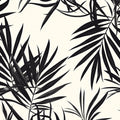 Black and White Palm Leaves Mural Wallpaper in Dining Room Black and White Palms Mural Wallpaper - room preview 02