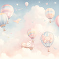 Hot Air Balloon and Bear Mural Wallpaper in Child's Room Pastel Colors (Pink, Blue, etc.) of Balloons Mural Wallpaper - room preview 02
