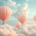 Hot Air Balloon and Bear Mural Wallpaper in Child's Room Pastel Colors (Pink, Blue, etc.) of Balloons -1 Mural Wallpaper - room preview 02