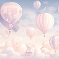 Hot Air Balloon and Bear Mural Wallpaper in Child's Room Pastel Colors (Pink, Blue, etc.) of Balloons -2 Mural Wallpaper - room preview 02