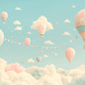 Hot Air Balloon and Bear Mural Wallpaper in Child's Room Pastel Colors (Pink, Blue, etc.) of Balloons -3 Mural Wallpaper - room preview 02