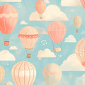 Hot Air Balloon and Bear Mural Wallpaper in Child's Room Pastel Colors (Pink, Blue, etc.) of Balloons -4 Mural Wallpaper - room preview 02