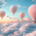 Hot Air Balloon and Bear Mural Wallpaper in Child's Room Pastel Colors (Pink, Blue, etc.) of Balloons -5 Mural Wallpaper - room preview 02