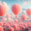 Hot Air Balloon and Bear Mural Wallpaper in Child's Room Pastel Colors (Pink, Blue, etc.) of Balloons -6 Mural Wallpaper - room preview 02