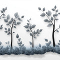 Gray Tree and Leaf Mural Wallpaper in Bedroom Gray and White Tree and Leaf -1 Mural Wallpaper - room preview 02