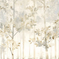 Gray Tree and Leaf Mural Wallpaper in Bedroom Gray and White Tree and Leaf -3 Mural Wallpaper - room preview 02