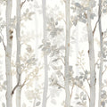 Gray Tree and Leaf Mural Wallpaper in Bedroom Gray and White Tree and Leaf -4 Mural Wallpaper - room preview 02