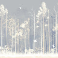 Gray Tree and Leaf Mural Wallpaper in Bedroom Gray and White Tree and Leaf -5 Mural Wallpaper - room preview 02
