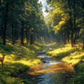 Forest and Deer Mural Wallpaper in Bedroom Various Shades of Green, Brown, and Yellow Forest -1 Mural Wallpaper - room preview 02