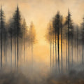 Forest at Sunset Mural Wallpaper in Bedroom Orange, Yellow, and Black Forest Mural Wallpaper - room preview 02