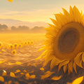 Sunflower Field Mural Wallpaper in Living Room Yellow and Orange Sunflower Mural Wallpaper - room preview 02