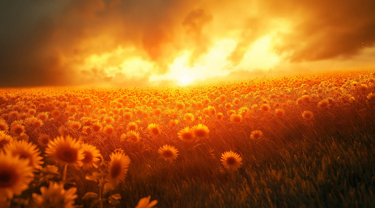 Sunflower Field Mural Wallpaper in Living Room Yellow and Orange Sunflower -2 Mural Wallpaper - room preview 02