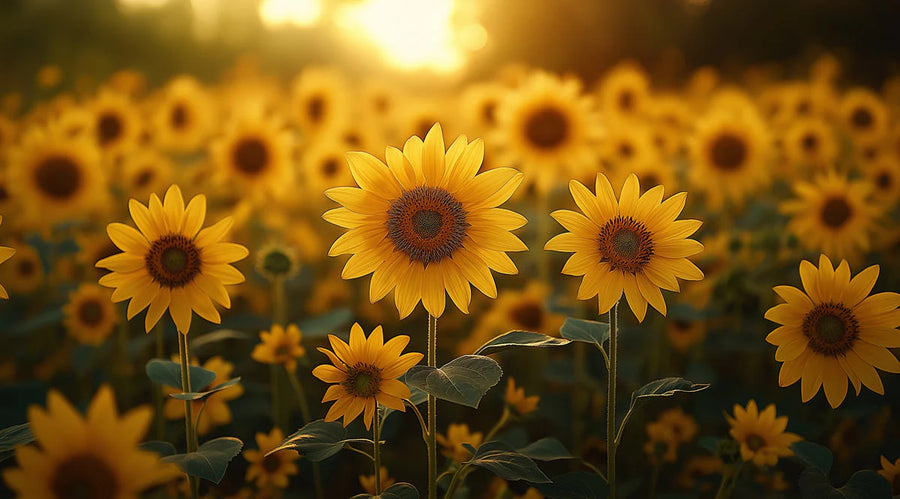 Floral Wallpaper Mural – Flower Wallpaper for living room – Sunflower Field in Living Room Yellow and Orange Sunflower -3 printable artwork