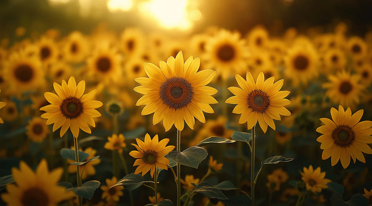 Sunflower Field Mural Wallpaper in Living Room Yellow and Orange Sunflower -3 Mural Wallpaper - room preview 02