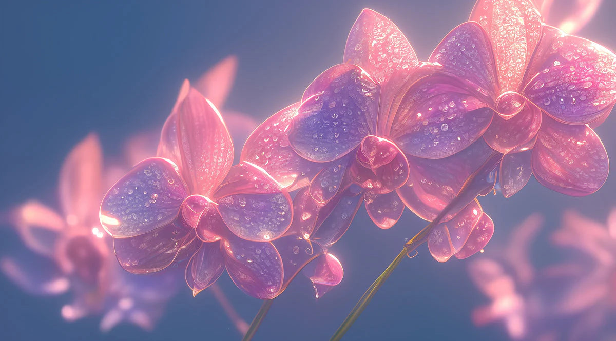 Pink Orchid Mural Wallpaper in Bedroom Pink, Purple, and Blue Orchid Mural Wallpaper - room preview 02