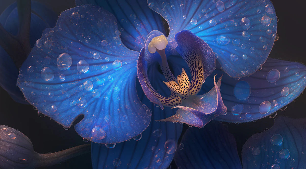 Blue Orchid Mural Wallpaper in Bedroom Pink, Purple, and Blue Orchid -1 Mural Wallpaper - room preview 02