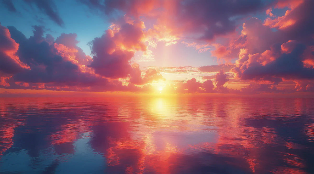 Sunset Clouds Mural Wallpaper in Living Room Orange, Red, Blue, and Purple Sunset Clouds -1 Mural Wallpaper - room preview 02