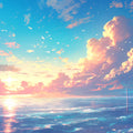 Sunset Clouds Mural Wallpaper in Living Room Orange, Red, Blue, and Purple Sunset Clouds -2 Mural Wallpaper - room preview 02