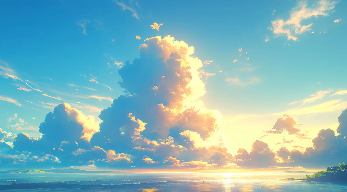 Sunset Clouds Mural Wallpaper in Living Room Orange, Red, Blue, and Purple Sunset Clouds -3 Mural Wallpaper - room preview 02