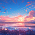 Sunset Clouds Mural Wallpaper in Living Room Orange, Red, Blue, and Purple Sunset Clouds -5 Mural Wallpaper - room preview 02