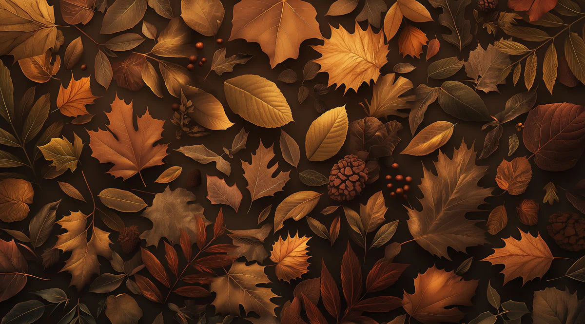 Autumn Leaves Mural Wallpaper in Bedroom Brown, Orange, and Yellow Autumn Leaves Mural Wallpaper - room preview 02